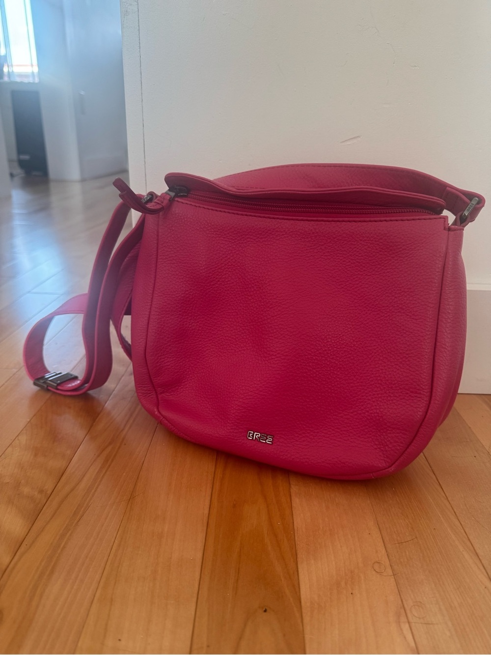 Pink Leather Crossbody Bag by BREE